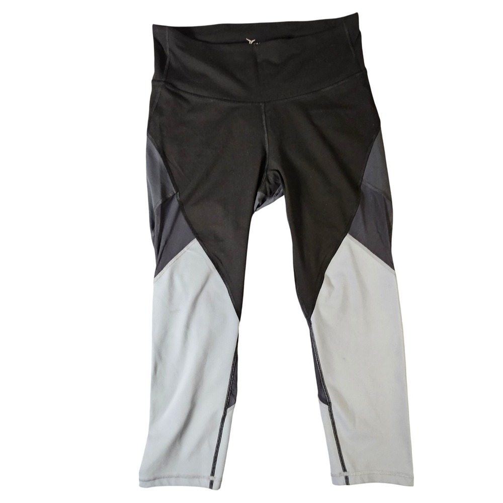 Old Navy Active Go-Dry Women's XL Tall Colorblock Mesh Leggings Black Grey